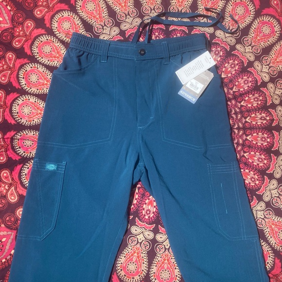 NWT Dickie’s Tall Cargo Scrub Pants Caribbean Blue Drawstring Long Unisex Scrubs - Picture 5 of 9